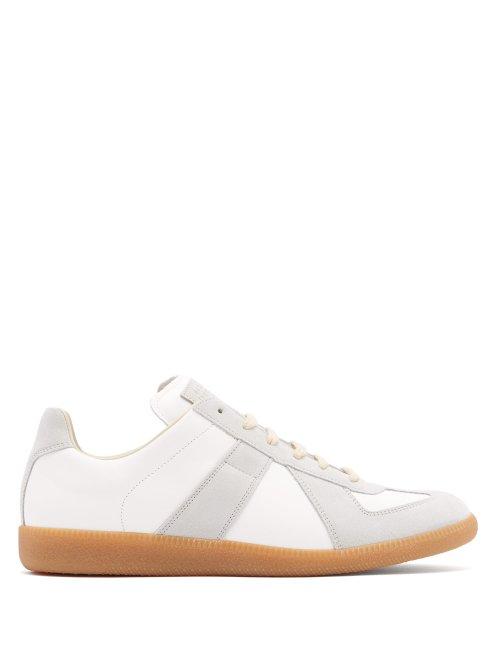 Matchesfashion.com Maison Margiela - Replica Suede Panel Leather Trainers - Mens - White