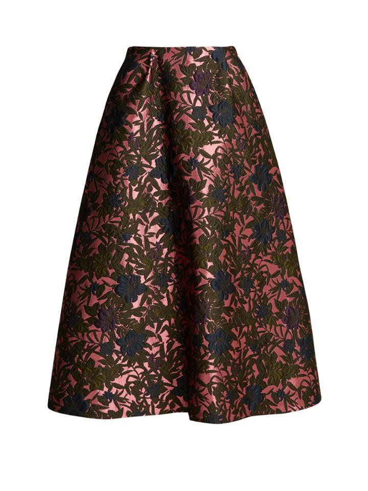 Erdem Tiara Floral-jacquard Midi Skirt