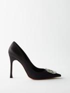 Amina Muaddi - Camelia 105 Crystal-embellished Silk-satin Pumps - Womens - Black