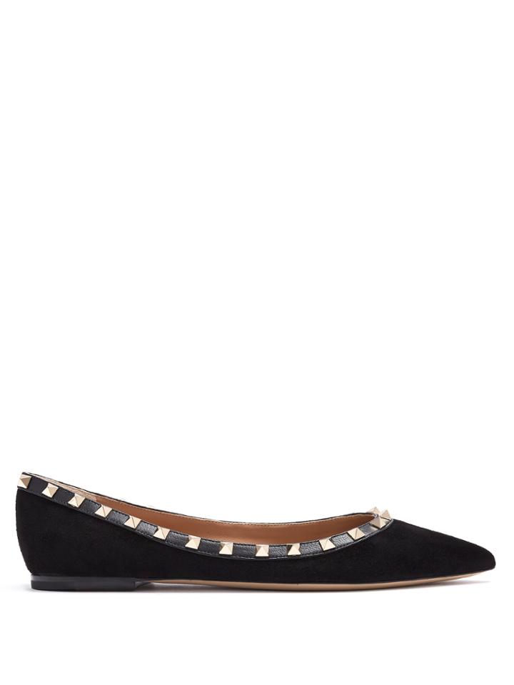 Valentino Rockstud Suede Flats