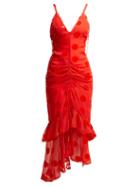 Matchesfashion.com Maria Lucia Hohan - Skylar Ruffled Polka Dot Tulle Mid Dress - Womens - Red