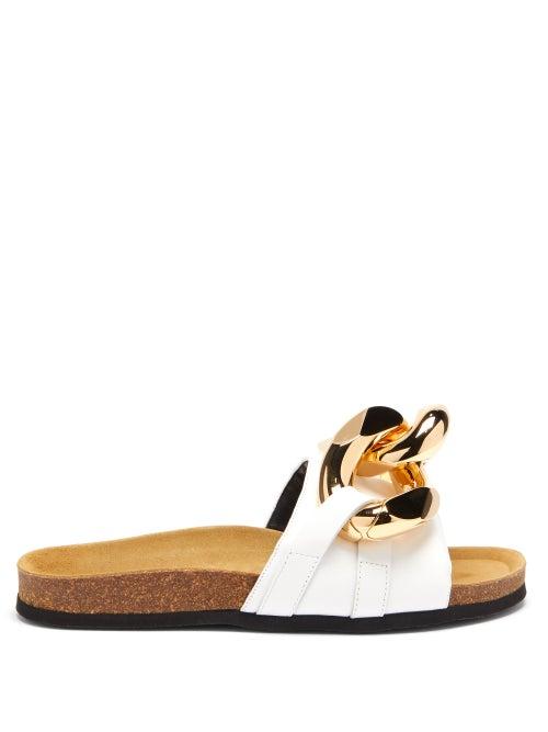 Matchesfashion.com Jw Anderson - Chain Leather Slides - Womens - White