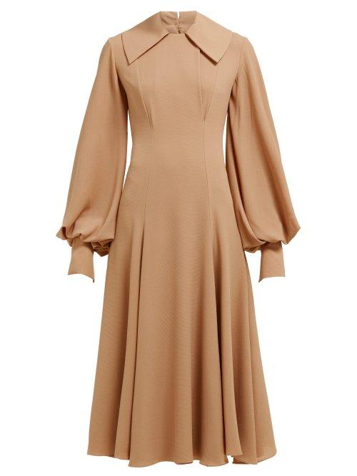 Matchesfashion.com Emilia Wickstead - Gaynor Wave Panelled Midi Dress - Womens - Light Brown