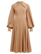 Matchesfashion.com Emilia Wickstead - Gaynor Wave Panelled Midi Dress - Womens - Light Brown