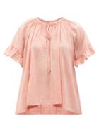 Loup Charmant - Marina Ruffled Organic-cotton Voile Top - Womens - Pink