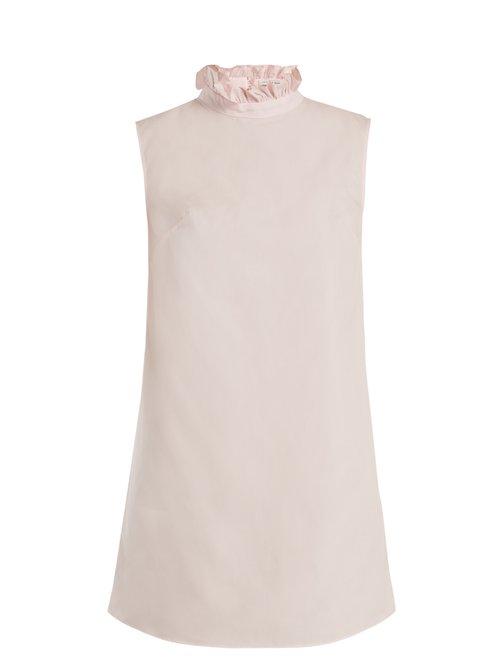 Matchesfashion.com Cecilie Bahnsen - Netti Frilled Neckline Cotton Dress - Womens - Light Pink