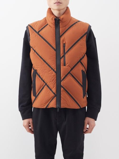 Zegna - Quilted Down Laminated-shell Gilet - Mens - Orange