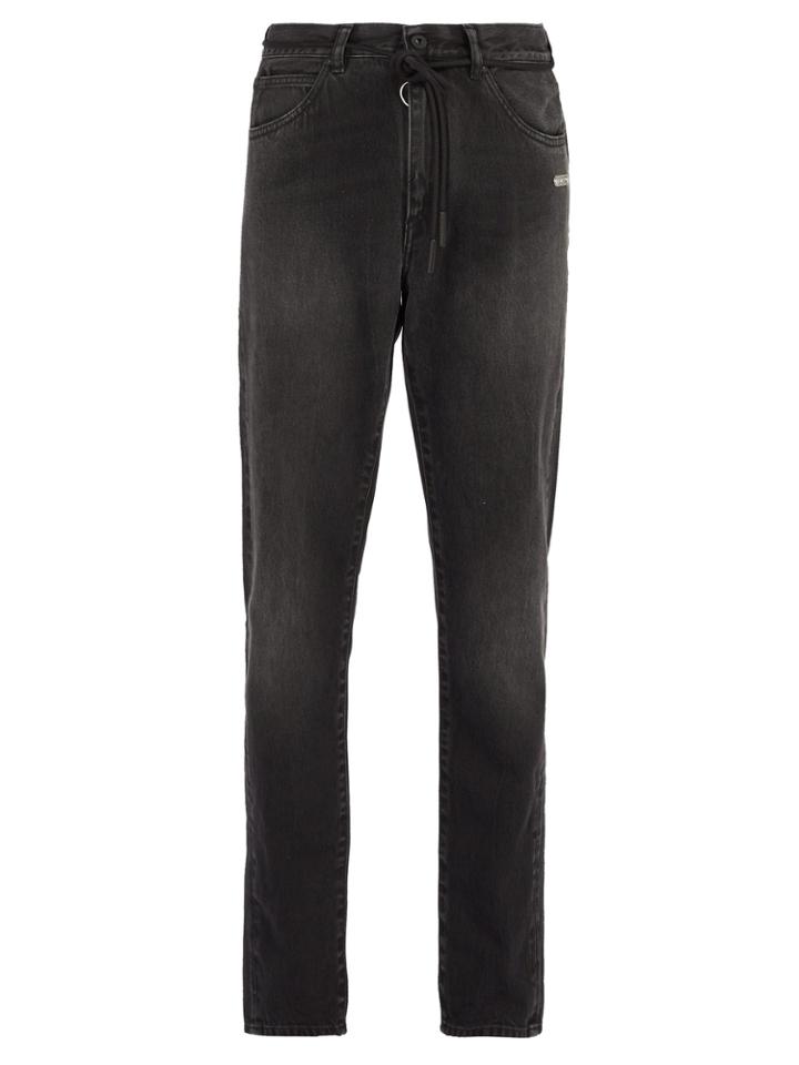 Off-white Shoelace-belt Slim-leg Jeans
