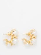Bottega Veneta - Freshwater Pearl & 18kt Gold-plated Hoop Earrings - Womens - Pearl