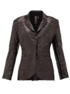 Matchesfashion.com Norma Kamali - Single-breasted Sequinned Jersey Blazer - Womens - Black