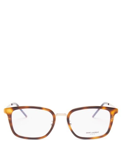 Ladies Accessories Saint Laurent - Square Acetate And Metal Glasses - Womens - Tortoiseshell