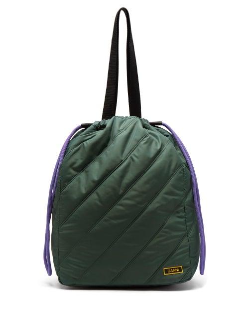 Ganni - Recycled Shell Tote Bag - Womens - Green