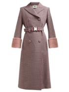 Matchesfashion.com Fendi - Romantic Tiles Pattern Belted Wool Blend Coat - Womens - Pink Multi