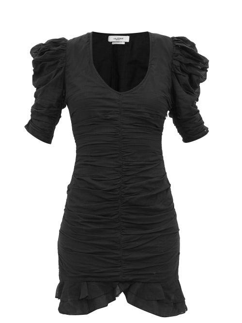 Isabel Marant Toile - Sireny Ruched Cotton-voile Dress - Womens - Black