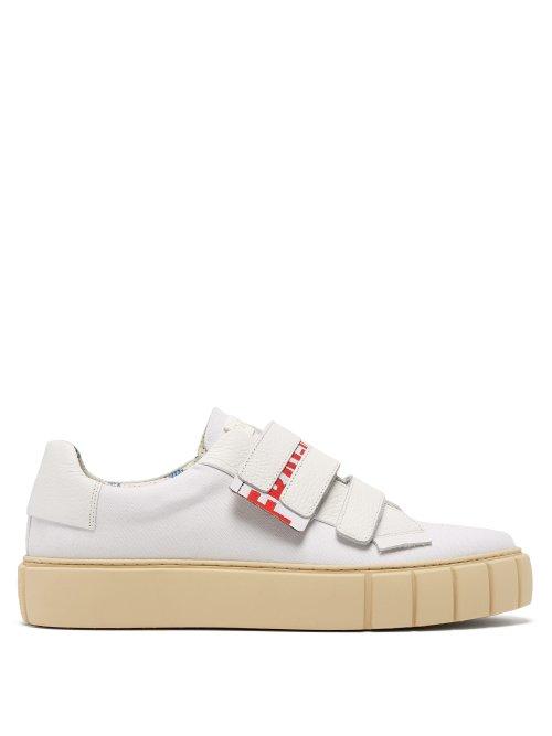 Matchesfashion.com Primury - Scratch Fragile Print Leather And Canvas Trainers - Mens - White Multi