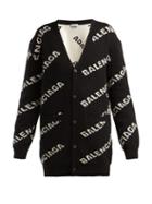 Matchesfashion.com Balenciaga - Logo Jacquard Cardigan - Womens - Black White