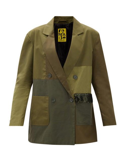 Matchesfashion.com Marques'almeida - Double-breasted Upcycled Patchwork Jacket - Womens - Khaki