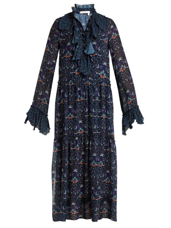 See By Chloé Floral-print Ruffled-trim Dress