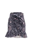 Matchesfashion.com Isabel Marant Toile - Liliko Fluted-hem Paisley-print Poplin Skirt - Womens - Navy
