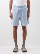Ymc - Z Drawstring Fade-washed Cotton Shorts - Mens - Blue