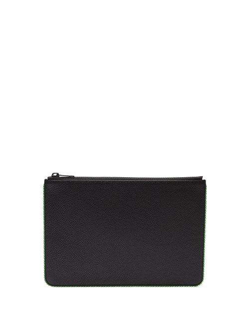 Matchesfashion.com Maison Margiela - Fluorescent Edge Leather Pouch - Mens - Black