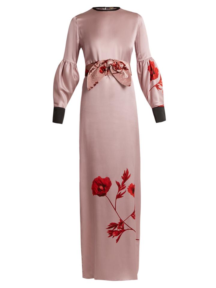 Johanna Ortiz Fortuneteller Old Rose-print Silk-satin Dress