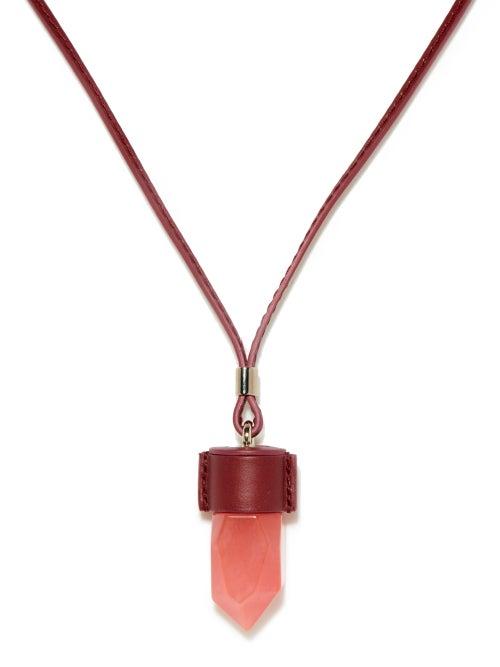 Chlo - Jemma Quartz And Leather Necklace - Womens - Burgundy