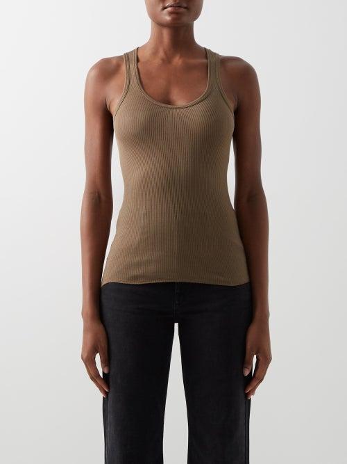 Isabel Marant Toile - Louisaneac Scoop-neck Ribbed Cotton Tank Top - Womens - Khaki
