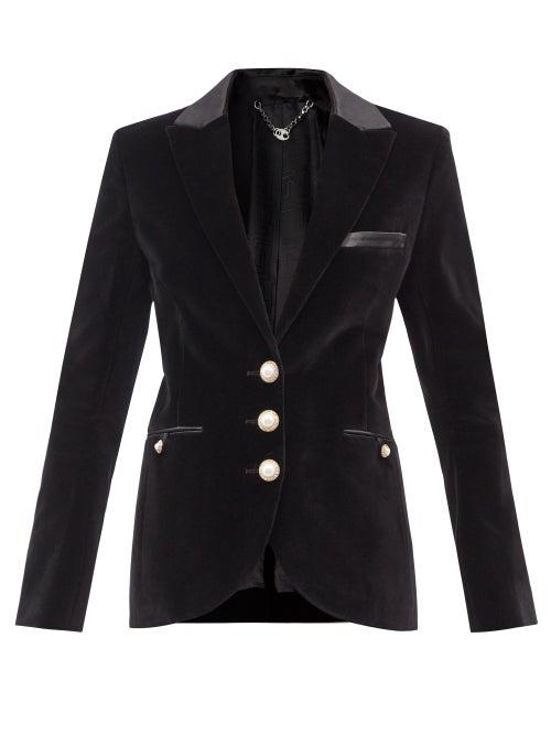 Paco Rabanne - Satin-trimmed Single-breasted Velvet Blazer - Womens - Black