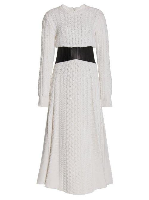 Gabriela Hearst - Tex Corset-waist Cable-knit Midi Dress - Womens - Ivory