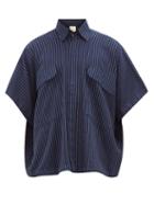 Matchesfashion.com Marrakshi Life - Pinstriped Cotton-blend Oversized Shirt - Mens - Navy