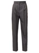 Matchesfashion.com Alexander Mcqueen - Metallic-pinstriped Twill Trousers - Womens - Grey