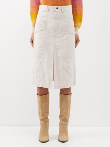 Isabel Marant Toile - Prime High-rise Cotton-blend Midi Skirt - Womens - Chalk