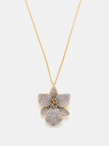 Begm Khan - Orchid 24kt Gold-plated Necklace - Womens - Crystal Multi