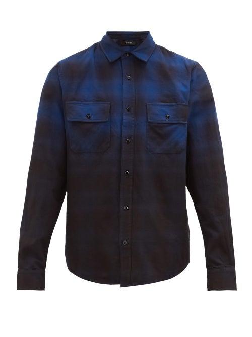 Matchesfashion.com Amiri - Dip-dye Brushed Cotton Shirt - Mens - Black Blue