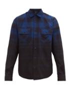 Matchesfashion.com Amiri - Dip-dye Brushed Cotton Shirt - Mens - Black Blue