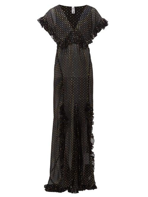 Matchesfashion.com Rat & Boa - Georgia Metallic Fil-coup Chiffon Dress - Womens - Black