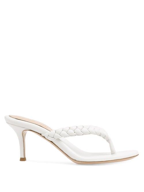 Matchesfashion.com Gianvito Rossi - Tropea 70 Braided Leather Sandals - Womens - White