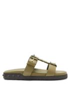 Matchesfashion.com Valentino Garavani - Rockstud Leather Slides - Womens - Khaki