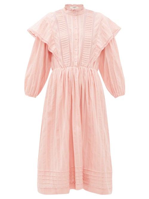 Matchesfashion.com Isabel Marant Toile - Paolina Striped Cotton Midi Dress - Womens - Pink