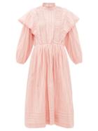 Matchesfashion.com Isabel Marant Toile - Paolina Striped Cotton Midi Dress - Womens - Pink