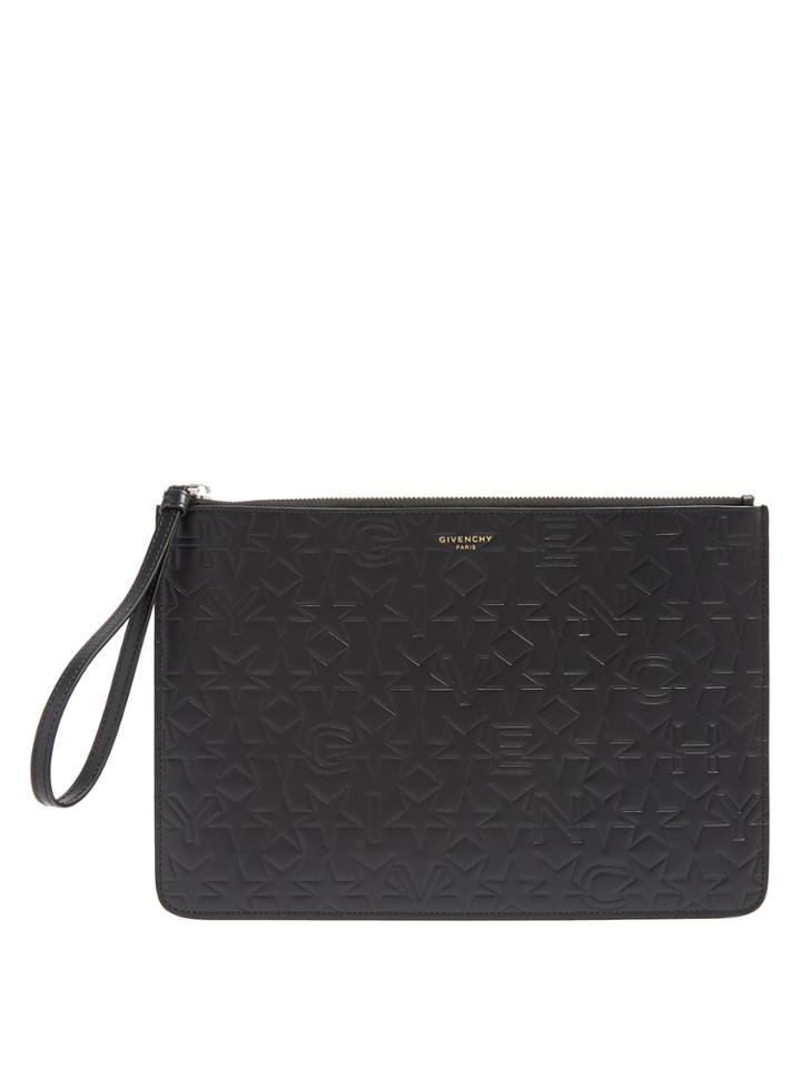 Givenchy Logo And Star-embossed Leather Pouch