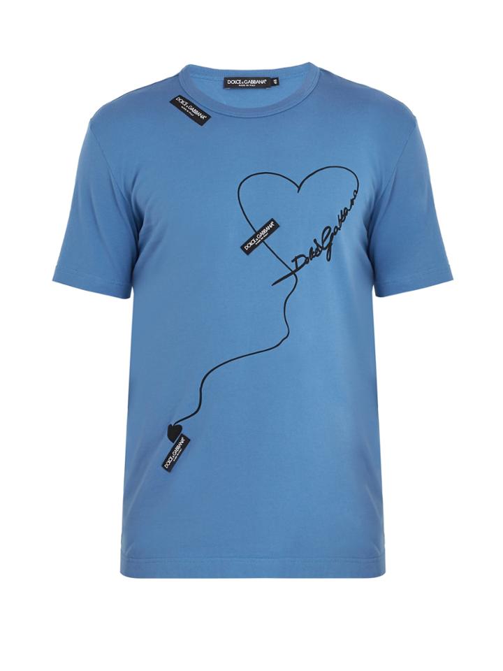 Dolce & Gabbana Heart And Logo-print Cotton T-shirt