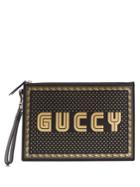 Gucci Logo And Star-print Leather Pouch