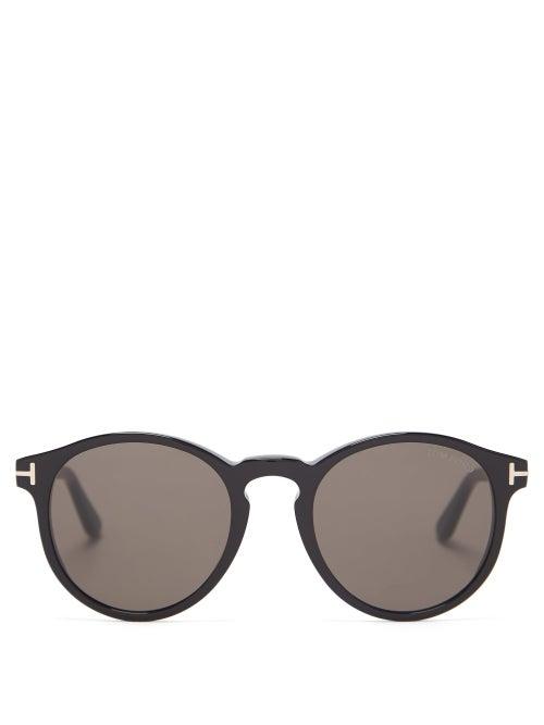 Matchesfashion.com Tom Ford Eyewear - T-hinge Round Acetate Sunglasses - Mens - Black
