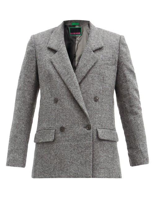 Matchesfashion.com La Fetiche - Camille Double-breasted Wool Blazer - Womens - Grey
