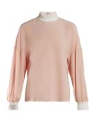 Matchesfashion.com Fendi - Ff Logo Cuff Silk Blouse - Womens - Light Pink