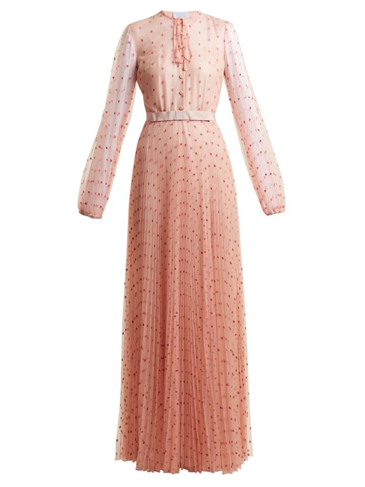 Luisa Beccaria Polka-dot-tulle Long-sleeved Gown