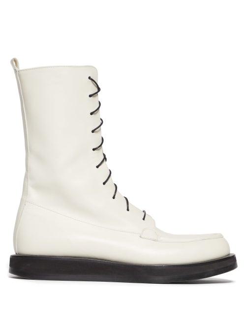 Matchesfashion.com The Row - Patty Lace Up Leather Boots - Womens - White
