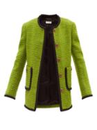 Saint Laurent - Contrast-piping Wool-blend Tweed Jacket - Womens - Green